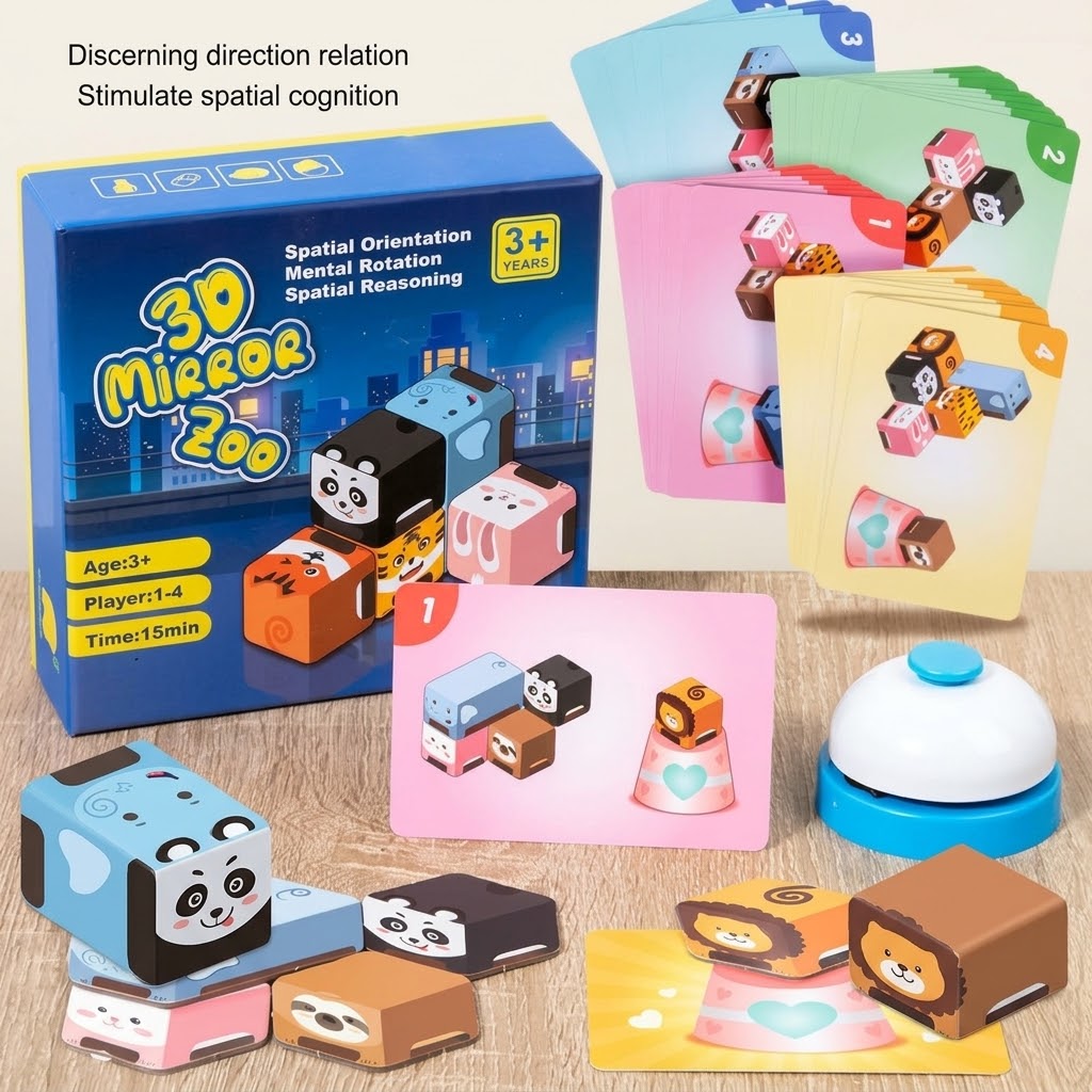 3D Mirror Zoo Spatial Reasoning Board Game