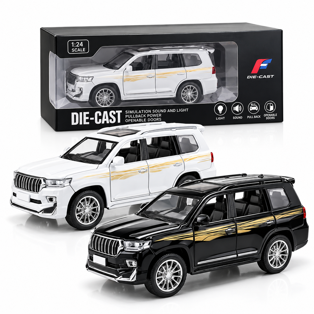 1:24 Die-Cast Luxury SUV Toy Car – Pull Back, Lights & Sound