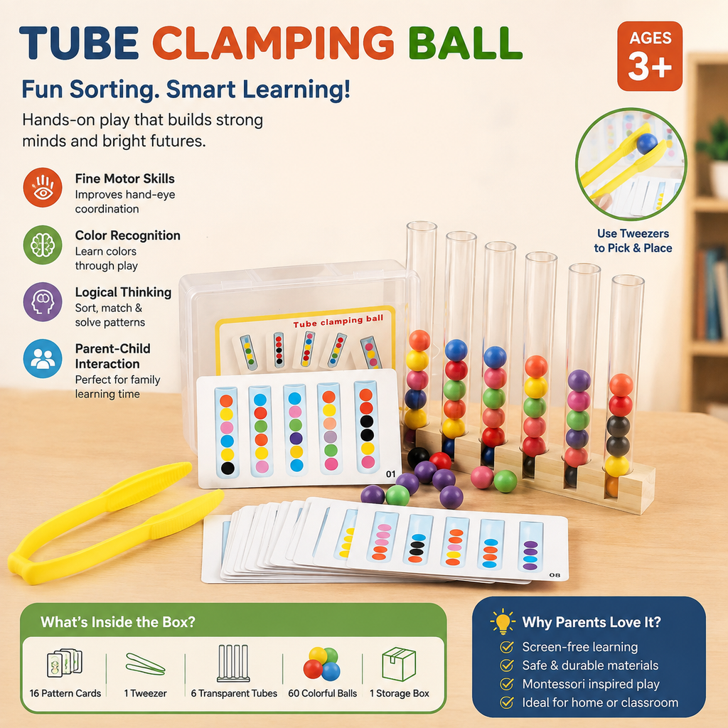 Wooden Tube Clamping Ball Montessori Educational Toy