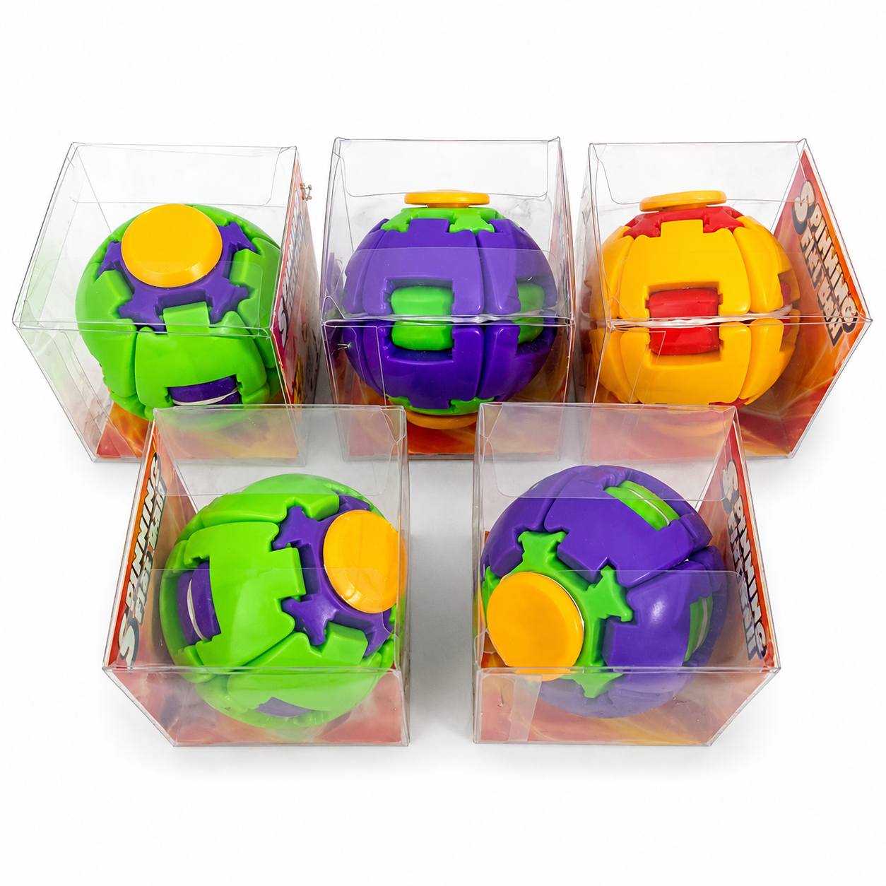 Stress Relief Ball Press-to-Spin Fidget - Assorted Colors