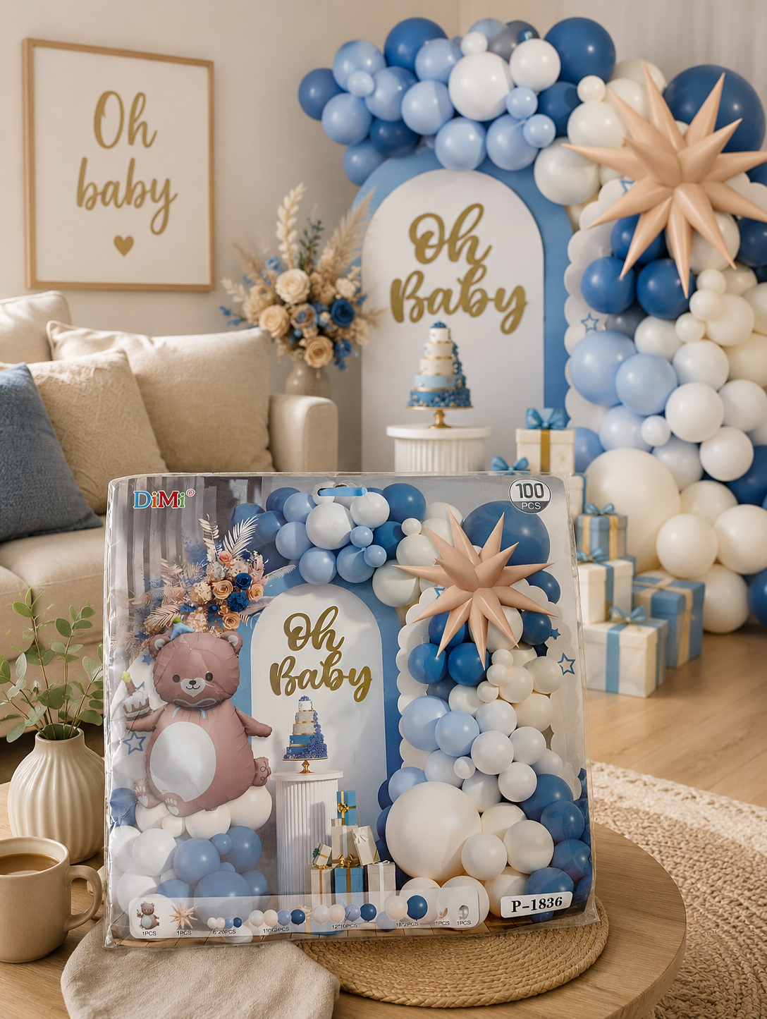 Premium Baby Shower Balloon Garland Kit with Welcome Baby Foil Balloons