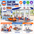 Gulf Oil Gas Station Assembly Playset with Toy Car