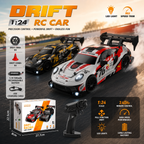1:24 Drift RC Car with LED Lights – 2.4GHz Remote Control Racing Toy
