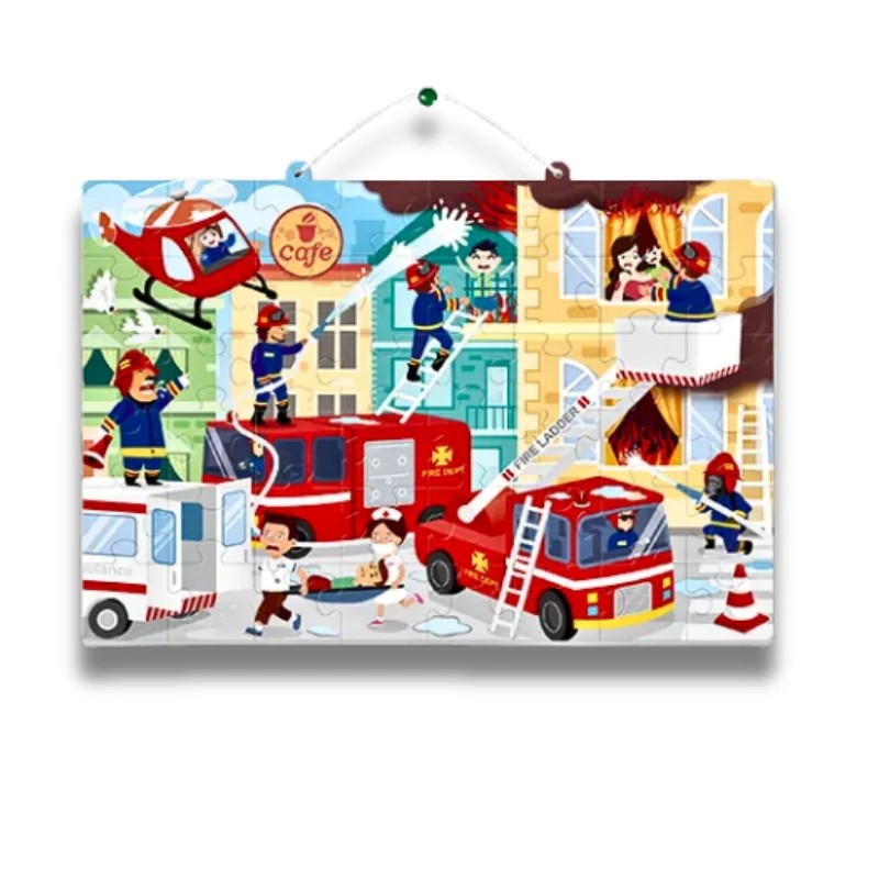 Fireman Car Puzzle and Paint Activity