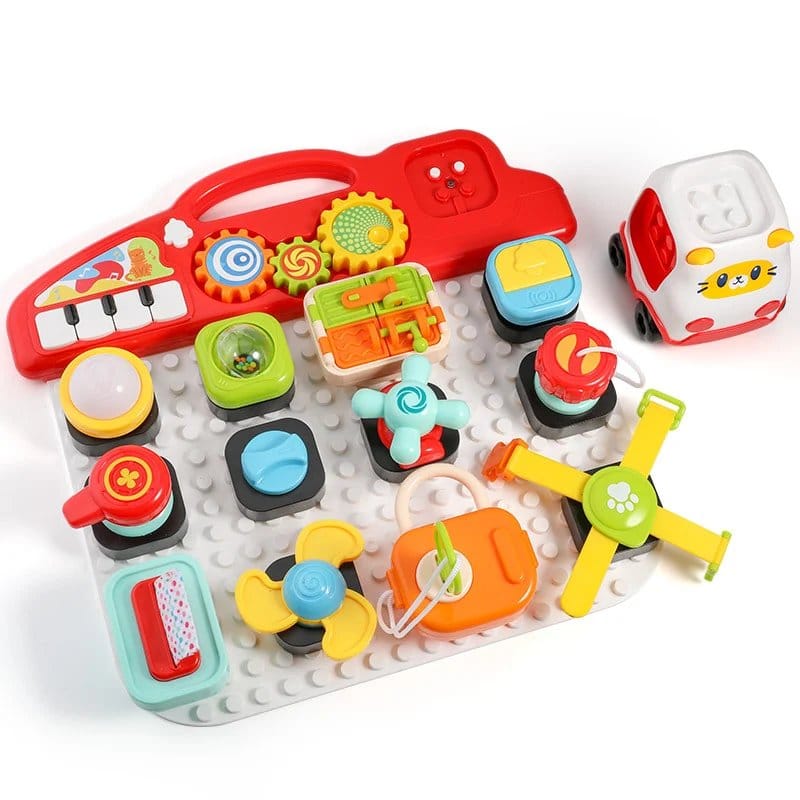 Multifunctional Early Education Busy Activity Blocks Board - JustForKids