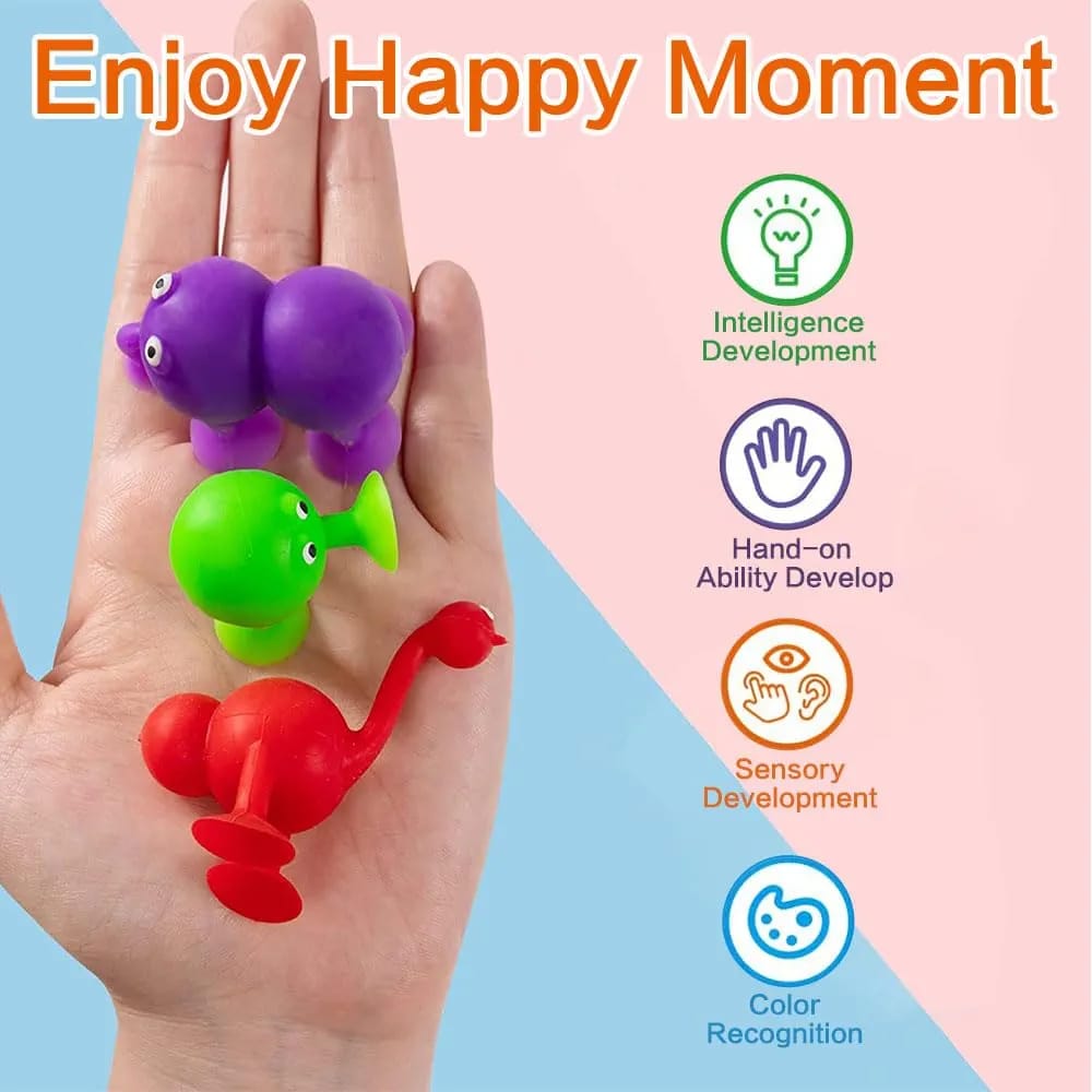 Cute Aliens Silicone Suction Cups Sensory 10 Pieces