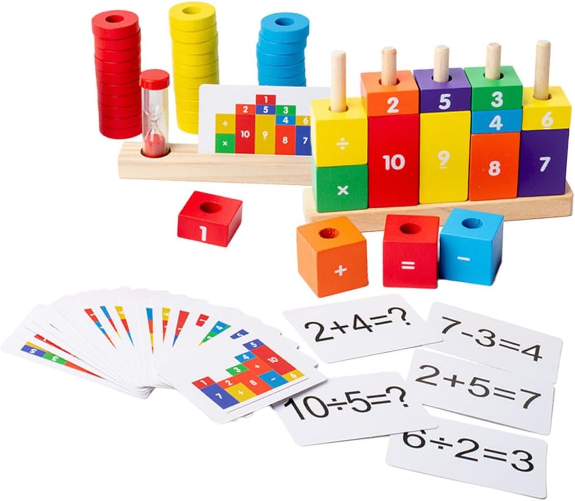 Wooden Math Learning Number Stacking Blocks