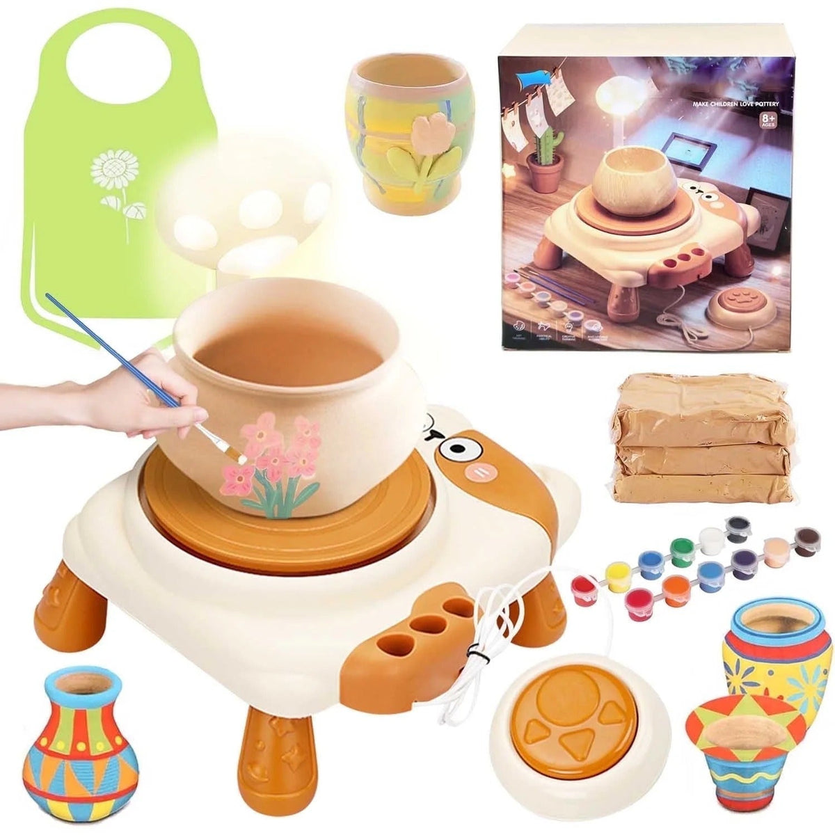 DIY Cat Electric Pottery Wheel Pretend Play Art Tool Kit