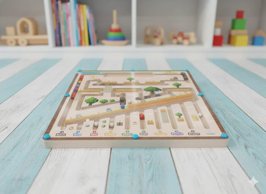 Wooden 2-in-1 Magnetic Color & Number Maze Board