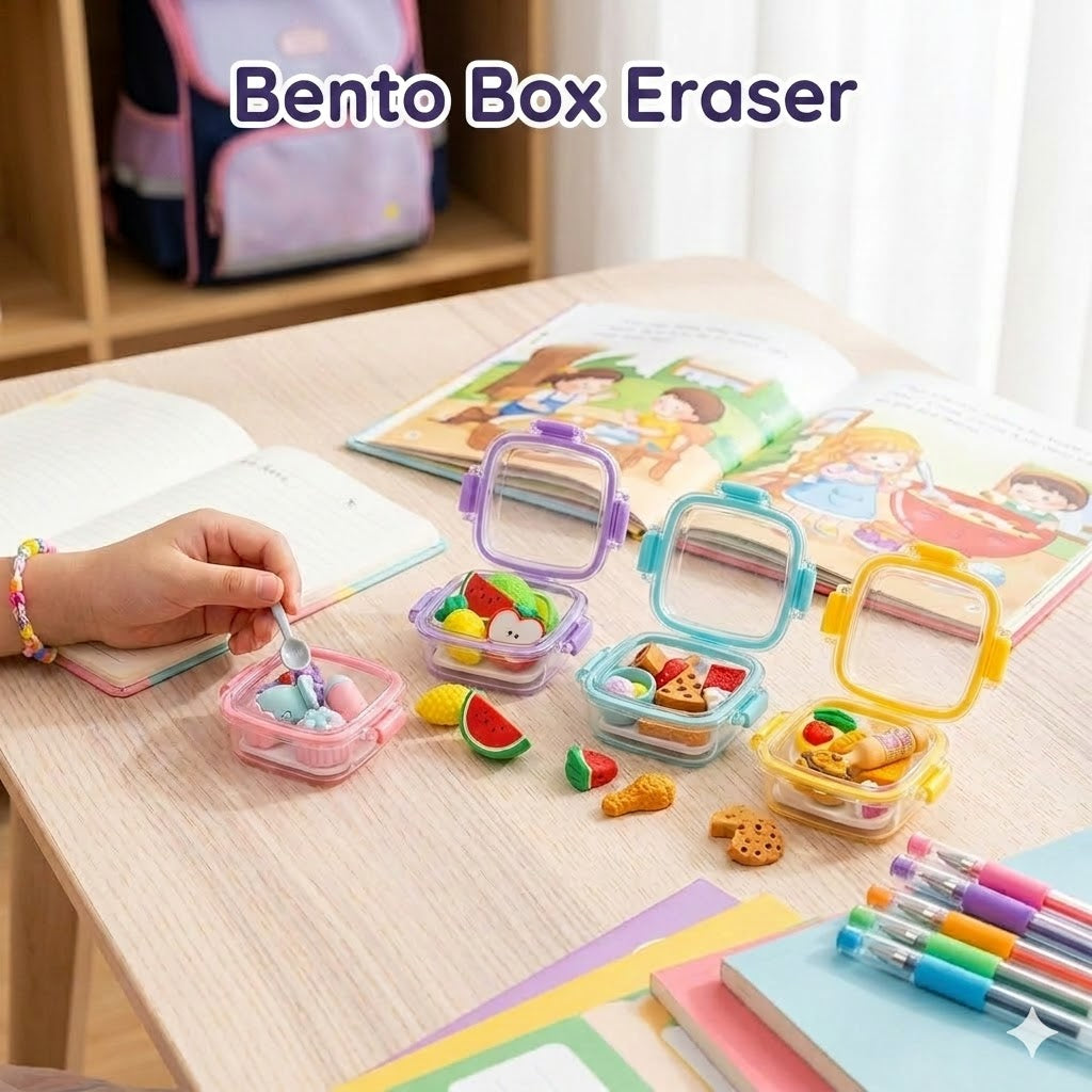Cute Bento Box Eraser Set - Assorted Design