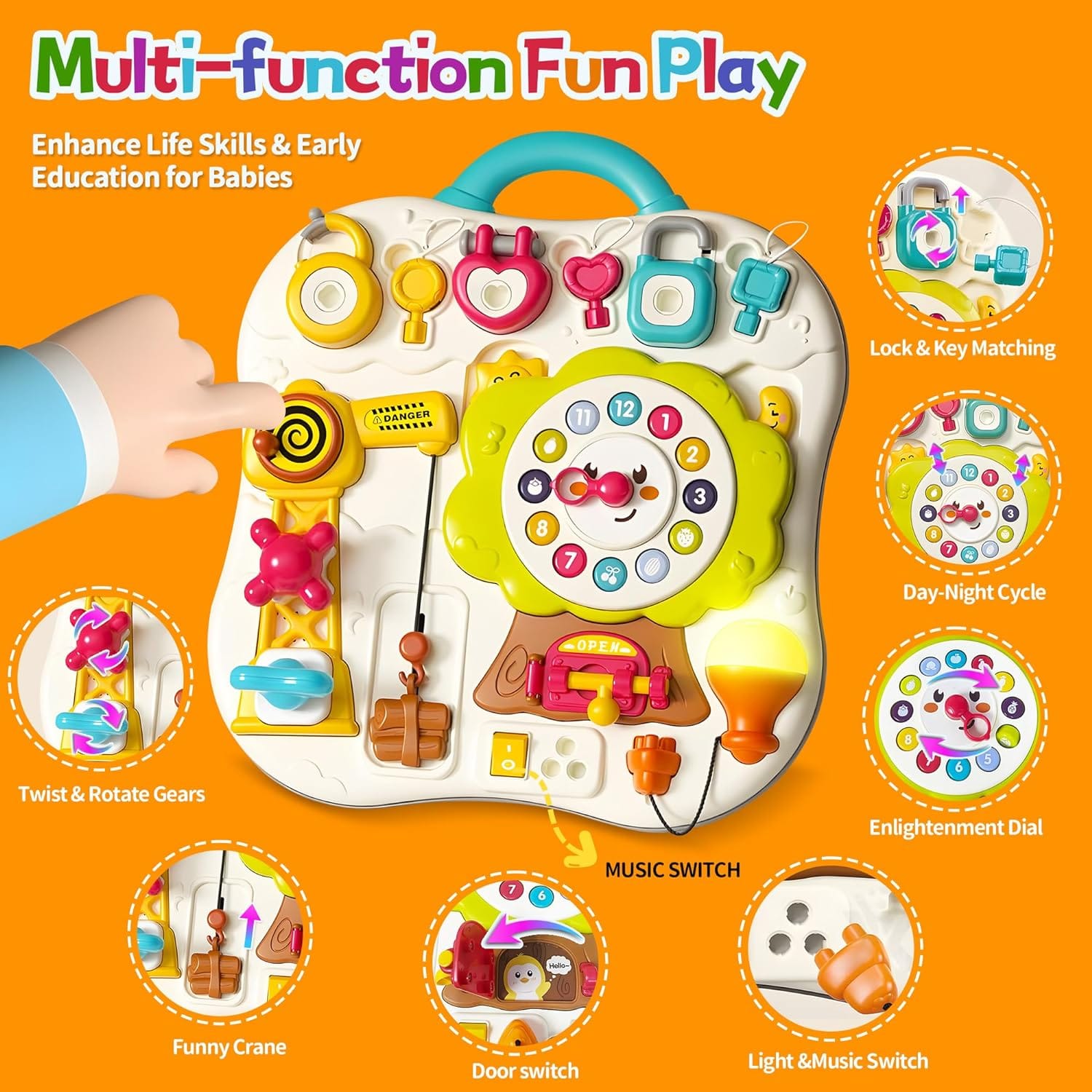Montessori Multifunction Exploration Busy Board Learning - JustForKids