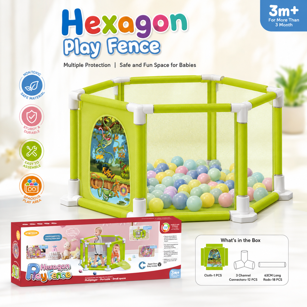 Hexagon Baby Play Fence & Ball Pit