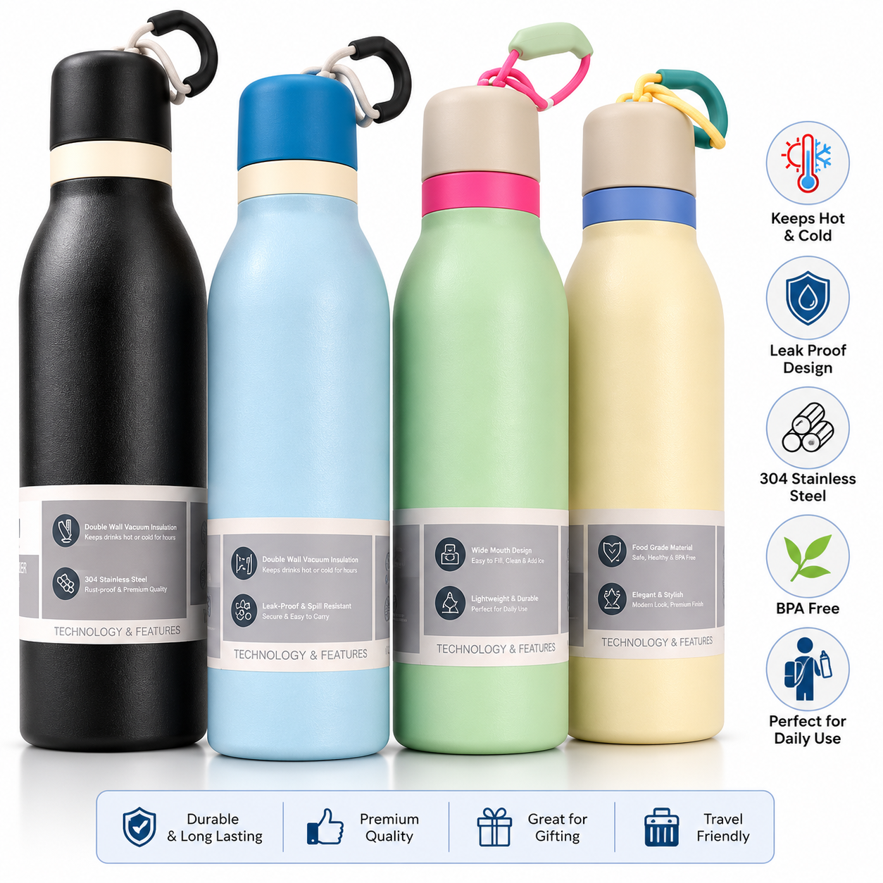 Vacuum Insulated Stainless Steel Water Bottle