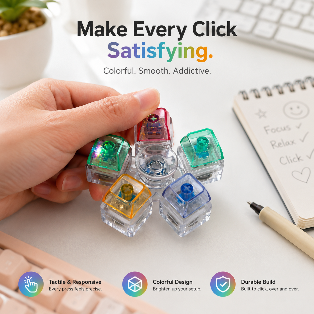 Keyboard Fidget Stress Relief Keychain