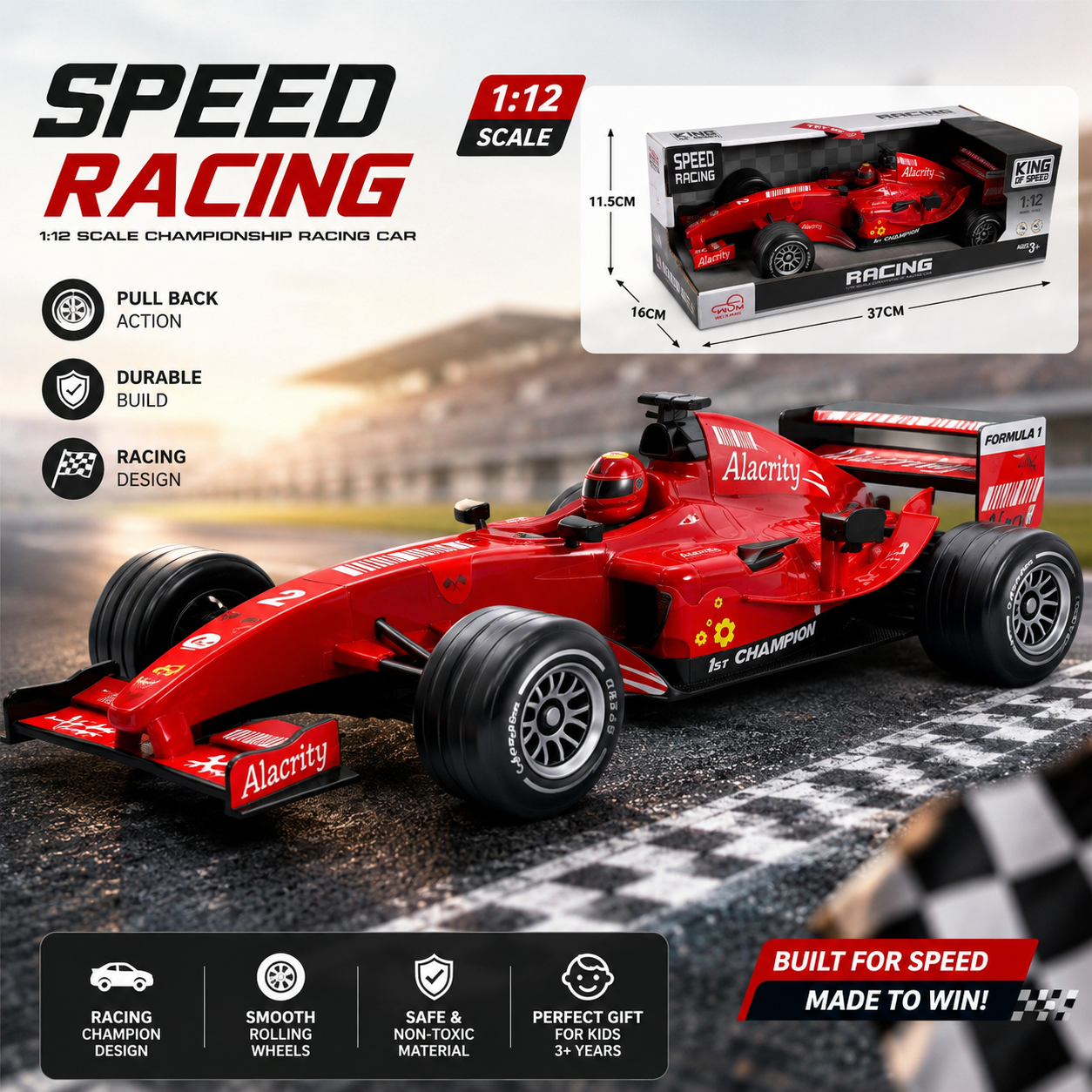 1:12 Pull Back Formula Racing Car for Kids – Speed Racing Toy