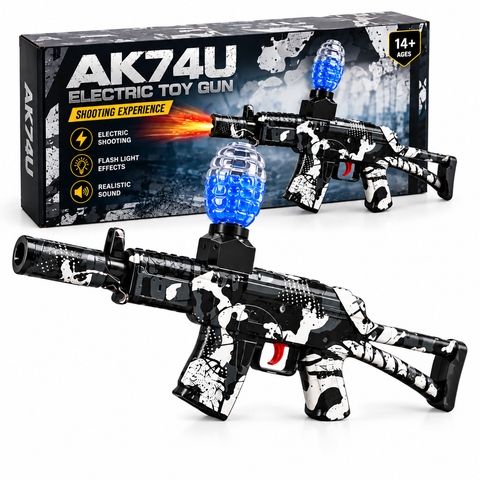 AK74U Electric Toy Gun with Lights, Sound & Crystal Bullets