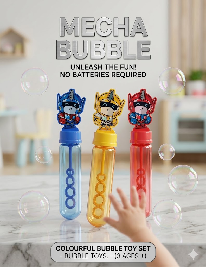 Colorful Unicorn Bubble Wand Set – 3 Pcs