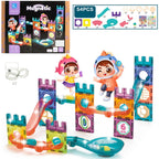 56-Piece DIY Magnetic Building Blocks – Luminous Tiles & Marble Run - image 3