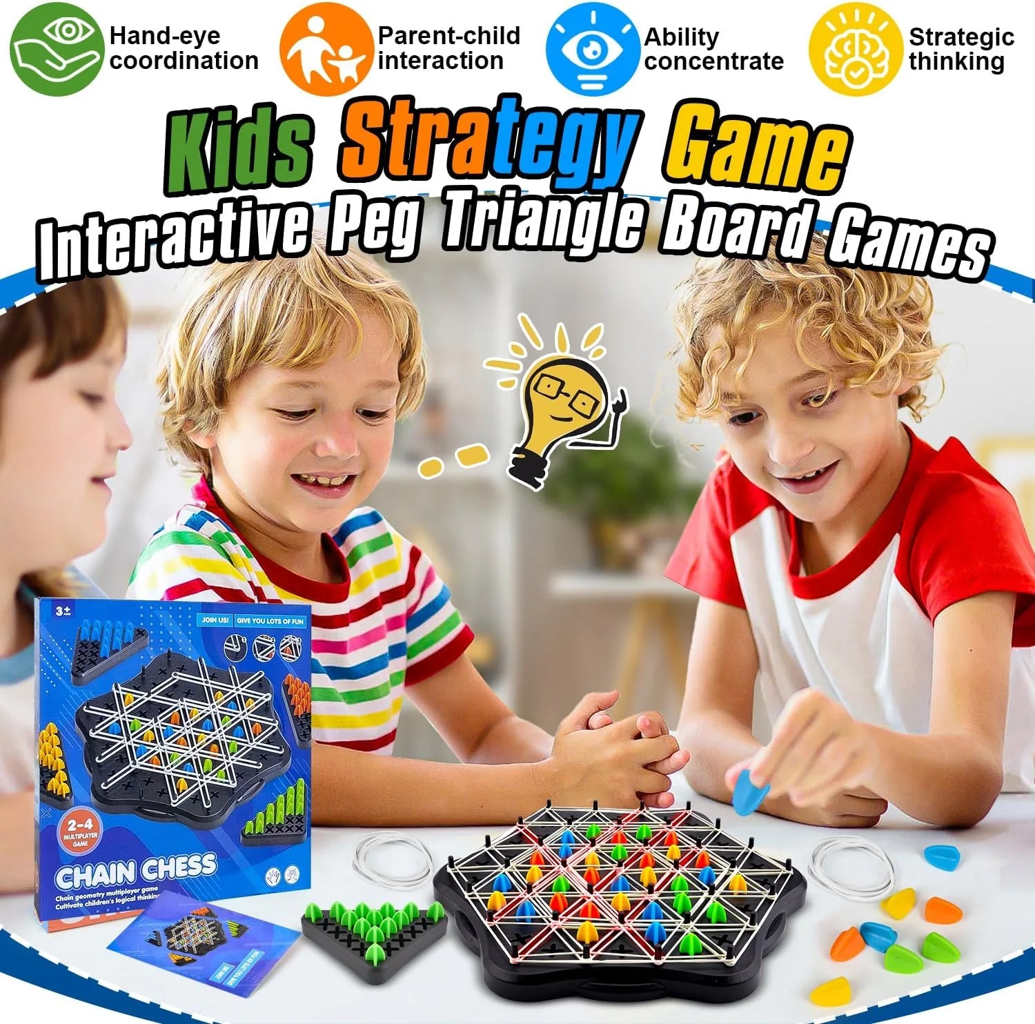 Chain Triangle Chess Family Game, 2 to 4 players