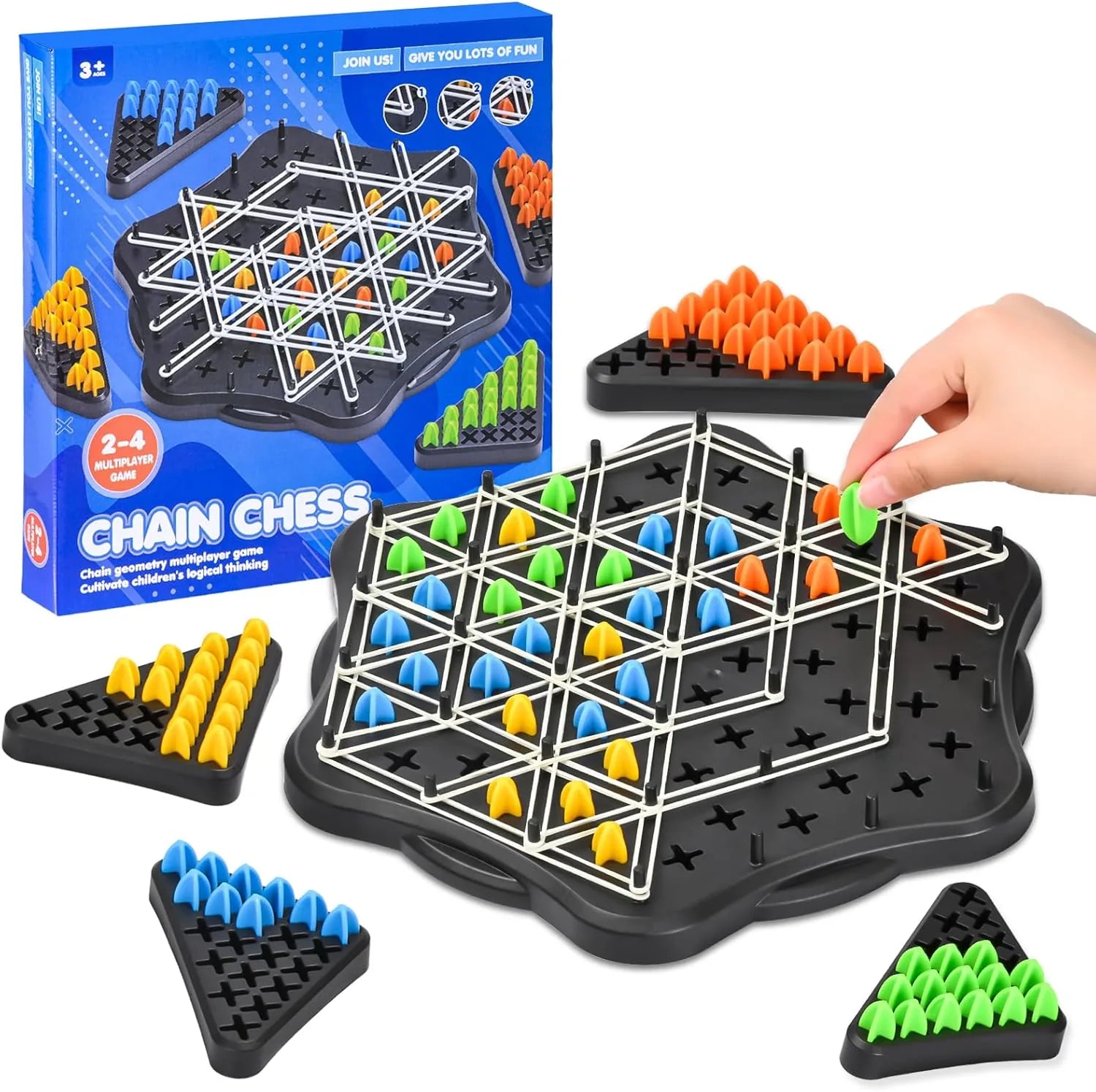 Chain Triangle Chess Family Game, 2 to 4 players