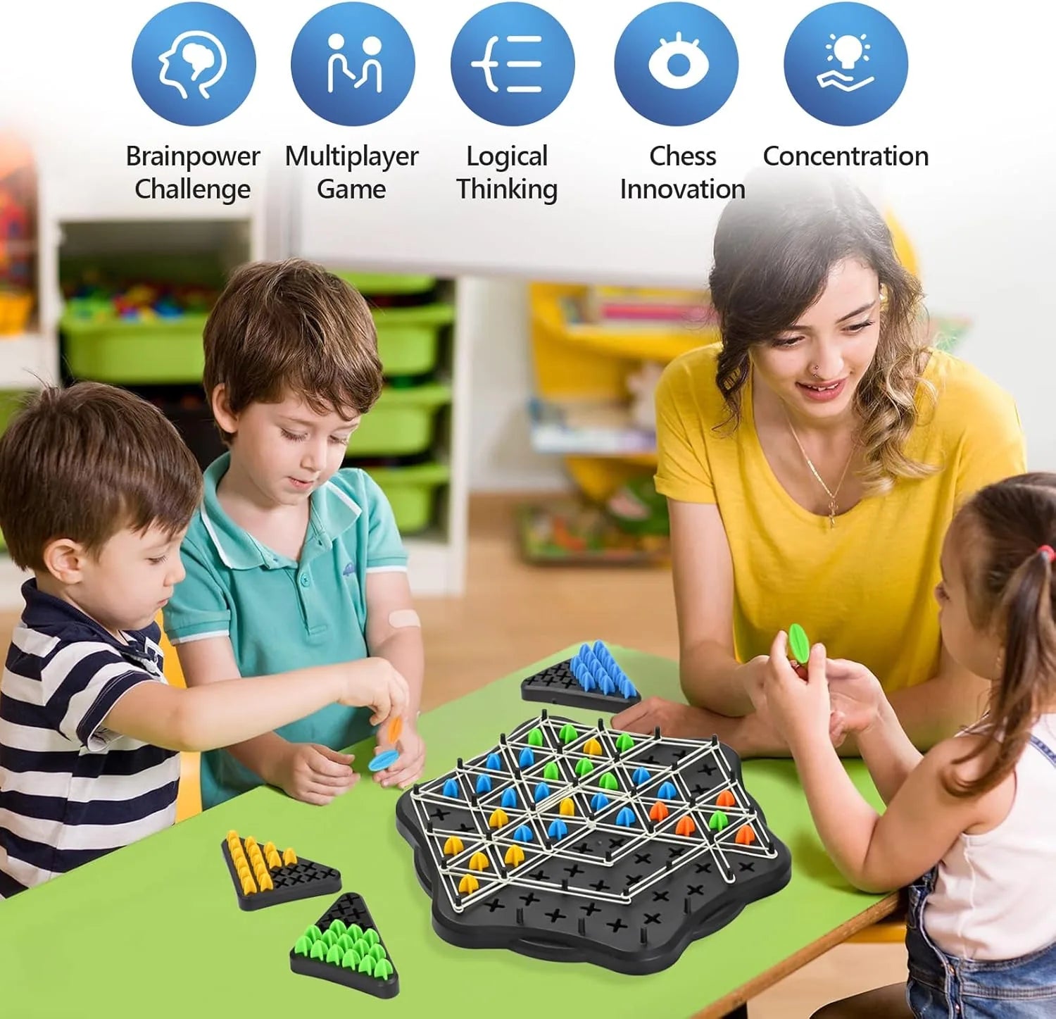Chain Triangle Chess Family Game, 2 to 4 players