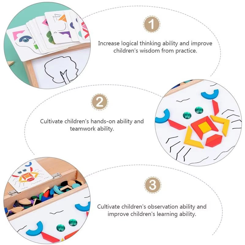 Wooden Multifunctional Drawing Magnetic Puzzle Board - JustForKids