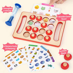 Wooden Matching Memory Chess Board with Timer