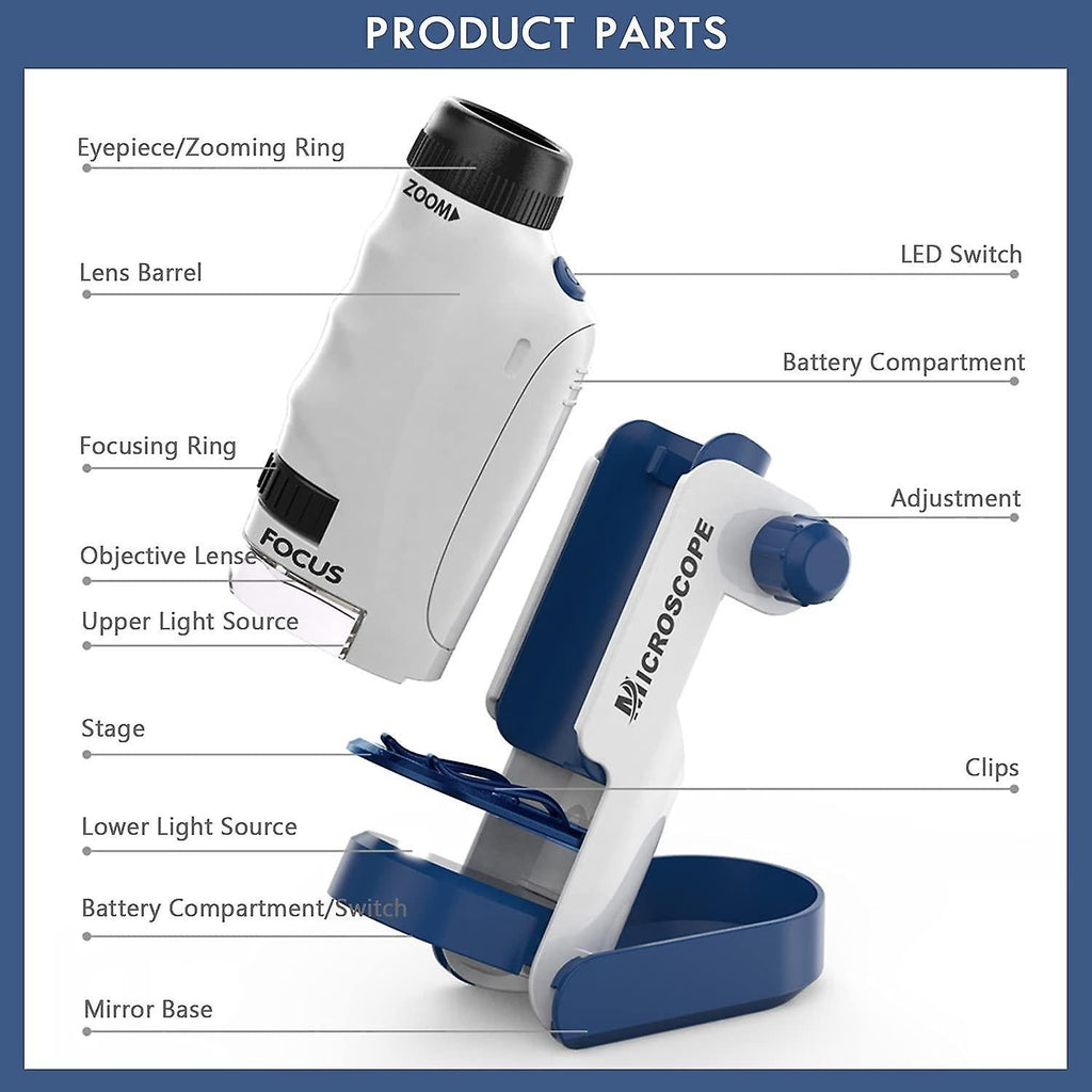 STEM Scientific Microscope Portable 120x Zoom Experiment Kit - JustForKids