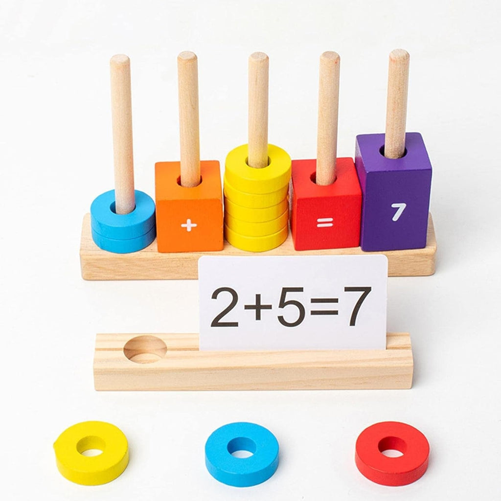 Wooden Math Learning Number Stacking Blocks