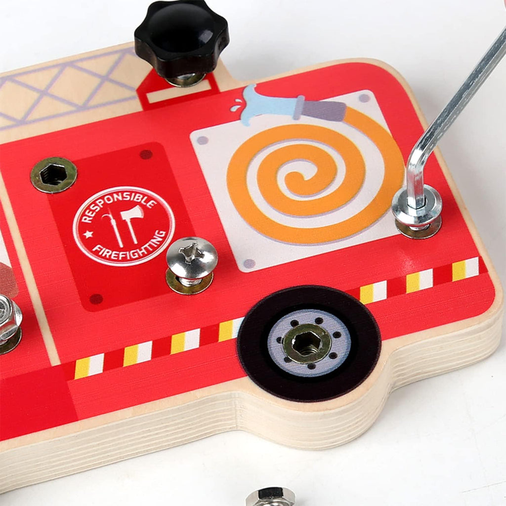 Wooden Montessori Disassembly Fire Truck Screw Board - JustForKids