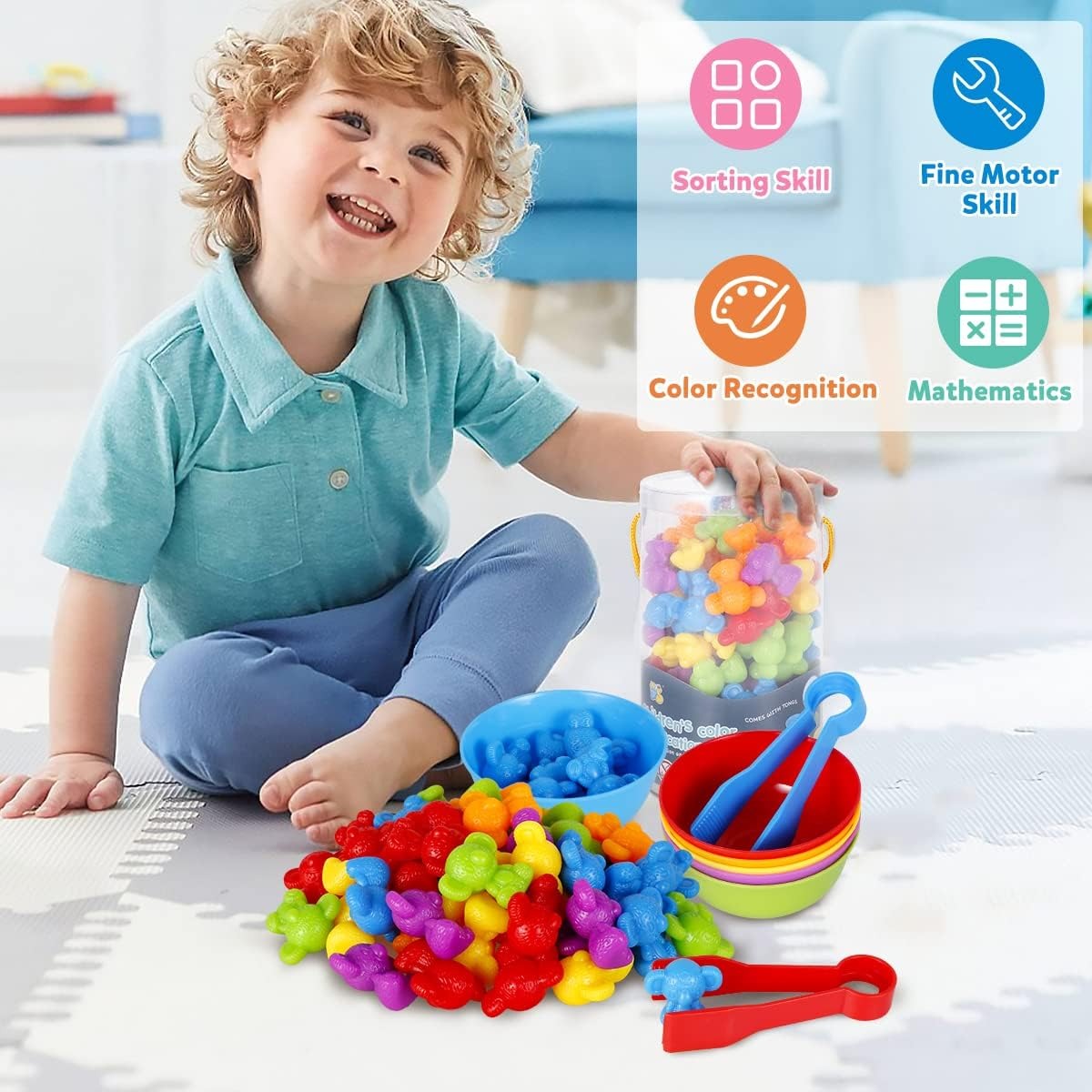Colorful Sort Counting Bears with Matching Cups - JustForKids