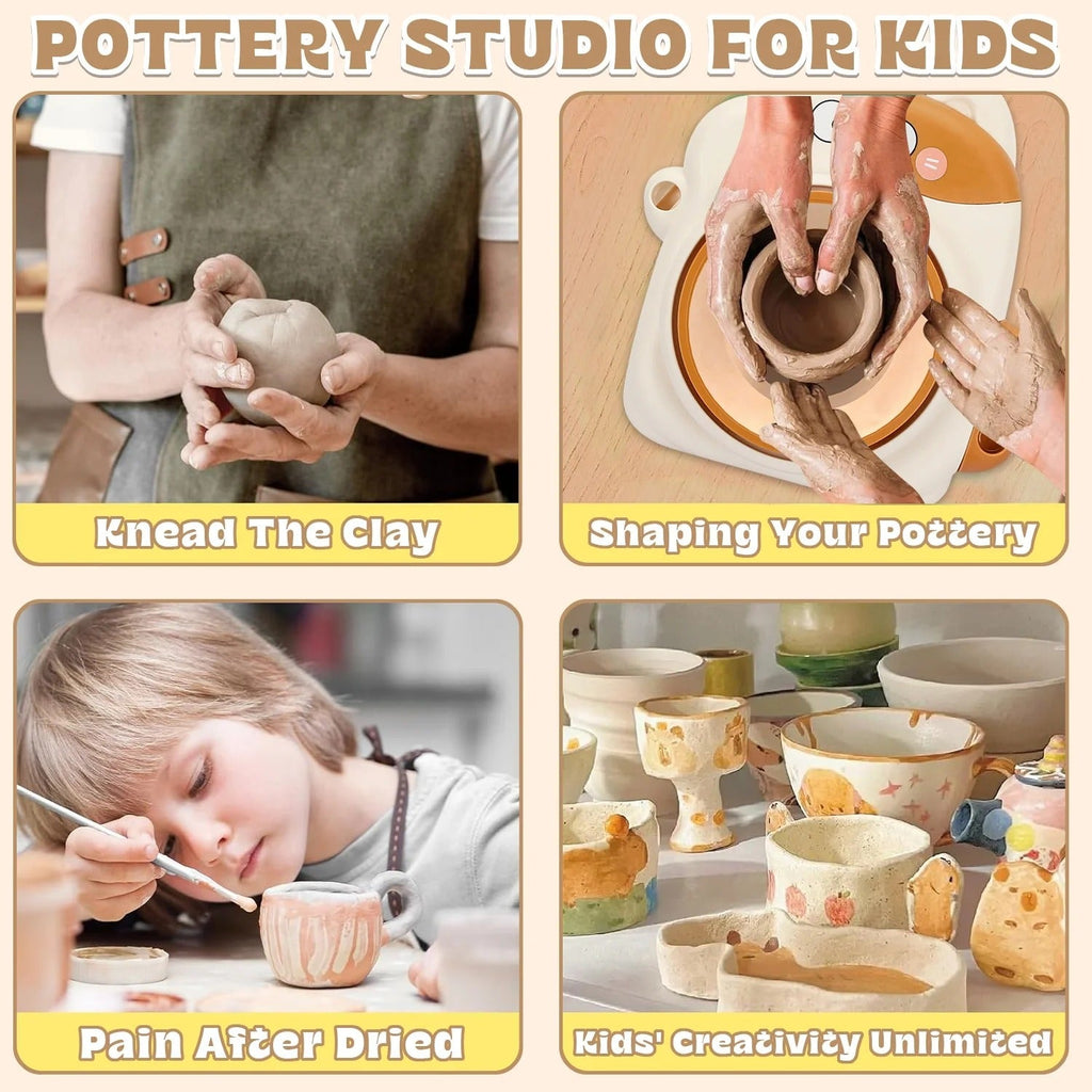 DIY Cat Electric Pottery Wheel Pretend Play Art Tool Kit - JustForKids