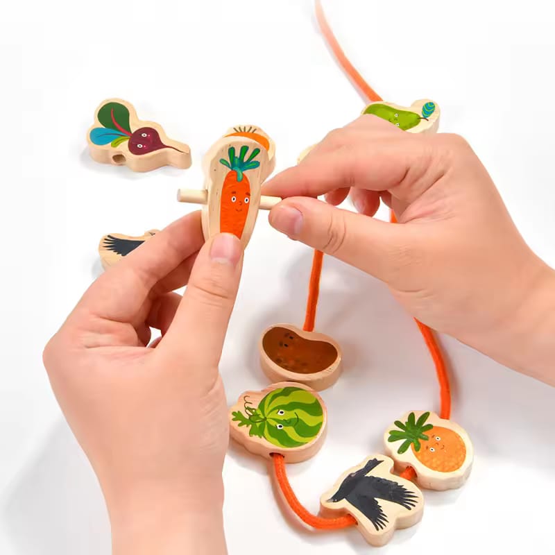 Wooden Farm Threading Balance Game