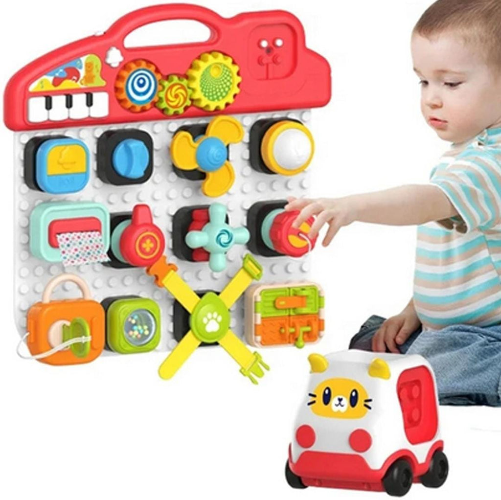 Multifunctional Early Education Busy Activity Blocks Board - JustForKids