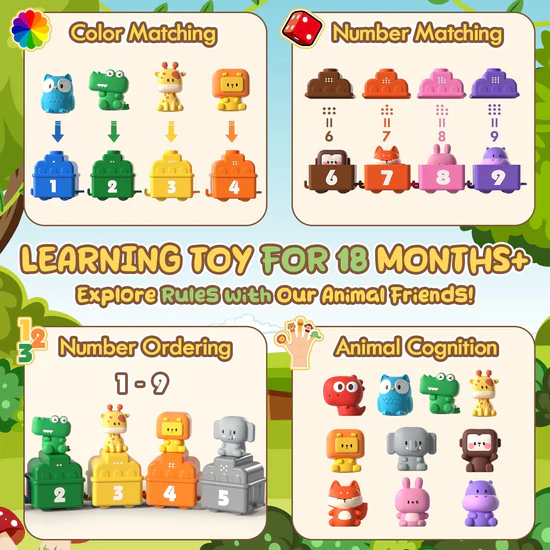 Animal Sorting Digital Train Adventure Matching Play Finger Puppet Set