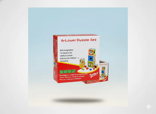 Wooden 6-Layer Learning Stacking Puzzle Set