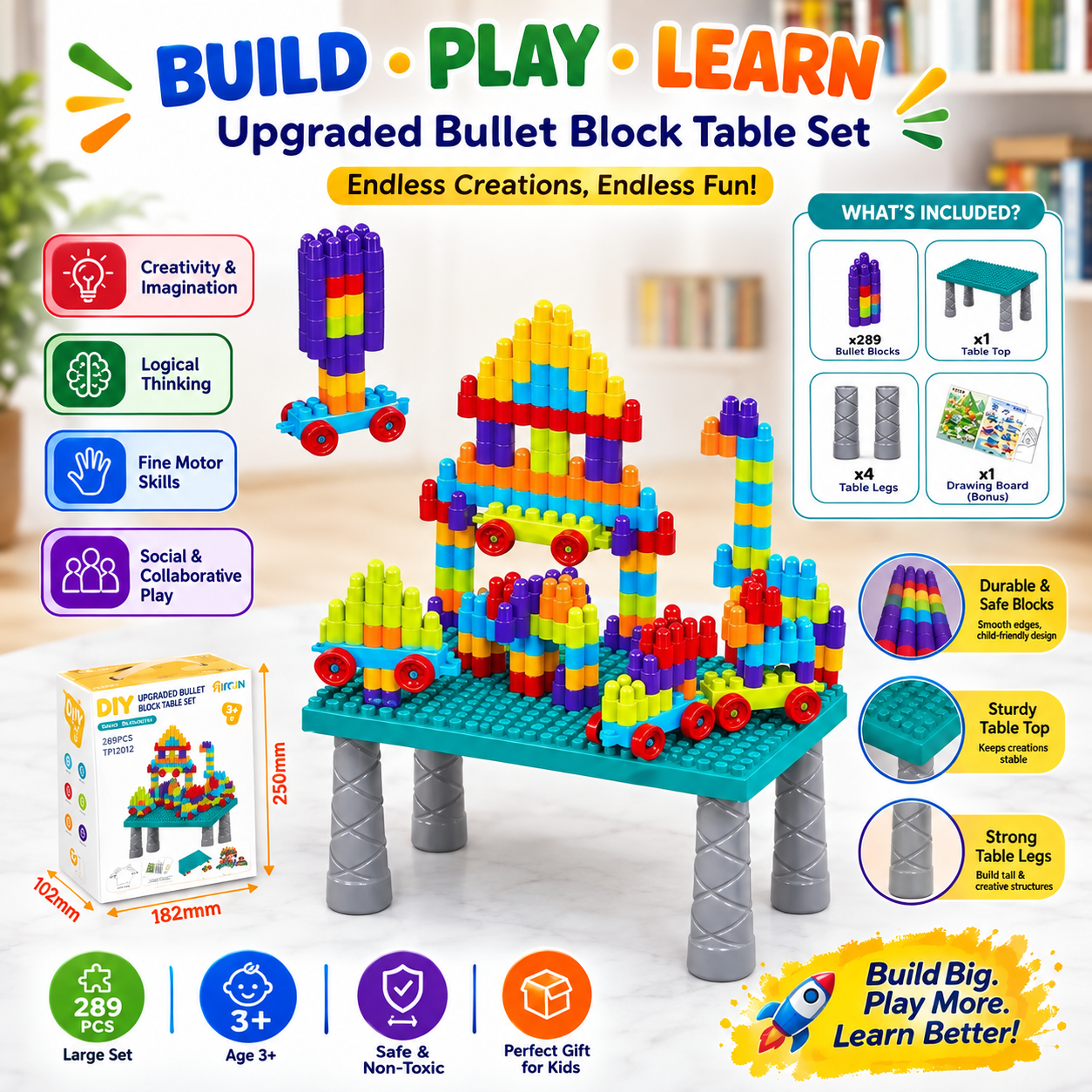 289 Pieces Creative Building Block Table Toy Set