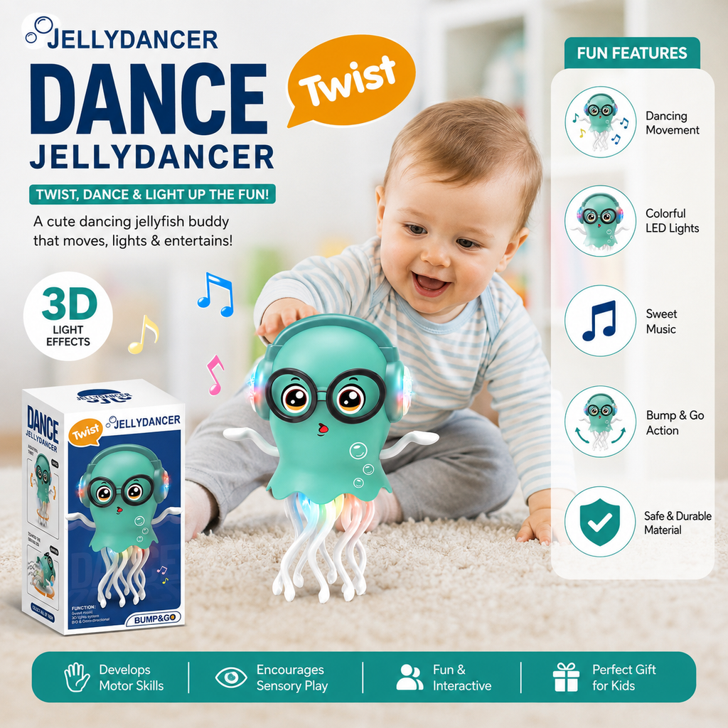 Dancing Jellyfish Toy – musical light-up sensory toy for babies