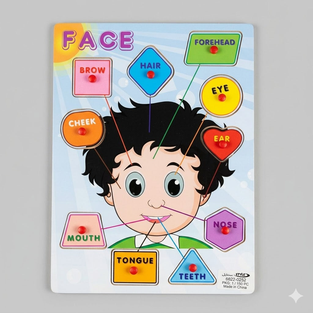 Wooden Body Parts Knob Puzzle Board for Kids