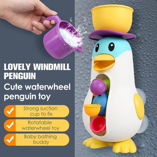 Fun Waterwheel Penguin Bath Toy - JustForKids