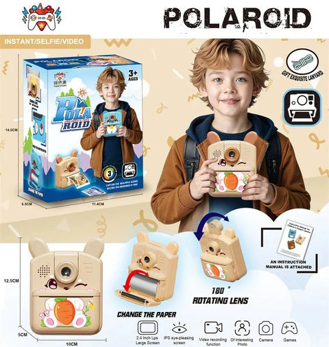 2-in-1 Pocket Dual Camera & Instant Printer with 180° Rotating Lens