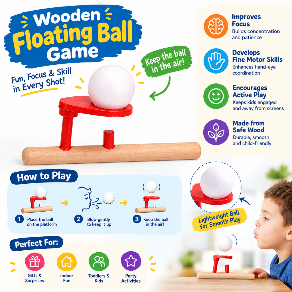 Wooden Floating Ball Game – Educational Montessori Toy