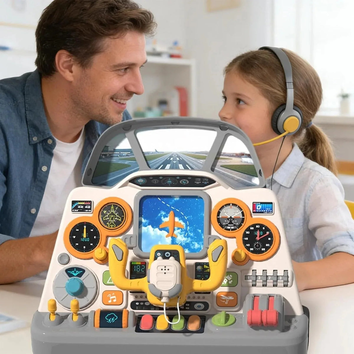 Aircraft Cockpit Simulator Interactive Pilot Play Toy