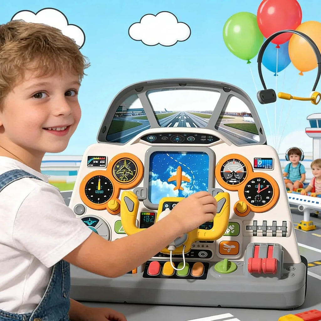 Aircraft Cockpit Simulator Interactive Pilot Play Toy