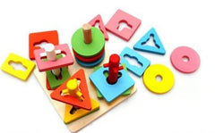 🧩 Colorful Wooden Geometric Shape Peg Puzzle Stacker