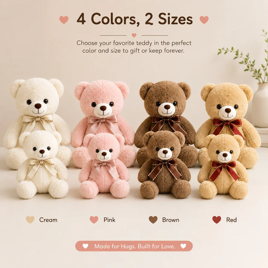 Classic Ribbon Teddy Bear Plush Toy - Premium Soft Stuffed Animal