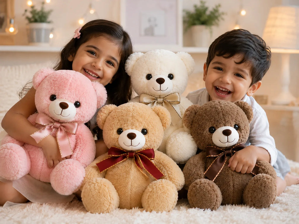 Classic Ribbon Teddy Bear Plush Toy - Premium Soft Stuffed Animal