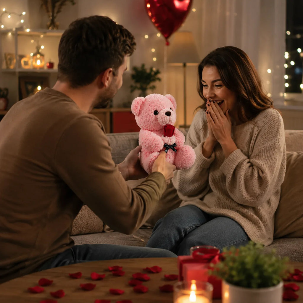 Romantic Rose Teddy Bear Plush Toy - The Perfect Love & Anniversary Gift (13")