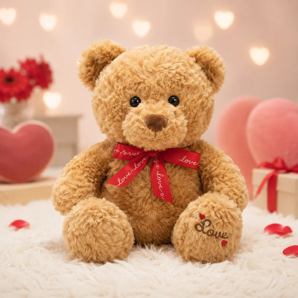 Soft Plush Teddy Bear with Love Ribbon