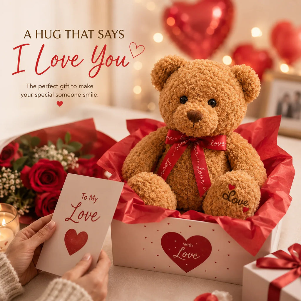 Soft Plush Teddy Bear with Love Ribbon